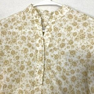 Good Company Blouse NWT Popover Half Sleeve Cream Floral Oversized Small